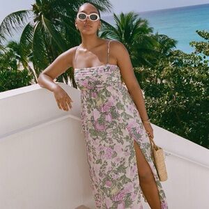 A&F Abercrombie Emerson Open-Back Floral Purple Maxi Dress Size M